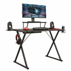 41.7"x23.3" Airlift Gaming E Sports Computer Desk Black - Seville Classics