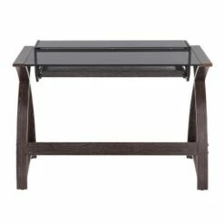 Bentley Mid-Century Modern Computer Desk - LumiSource Wood/glass Dark Gray/black -Outlet Desks Store unnamed file 3742