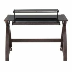 Bentley Mid-Century Modern Computer Desk - LumiSource Wood/glass Dark Gray/black -Outlet Desks Store unnamed file 3743