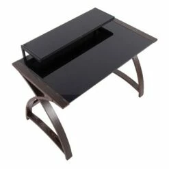 Bentley Mid-Century Modern Computer Desk - LumiSource Wood/glass Dark Gray/black -Outlet Desks Store unnamed file 3744