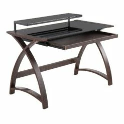Bentley Mid-Century Modern Computer Desk - LumiSource Wood/glass Dark Gray/black -Outlet Desks Store unnamed file 3746