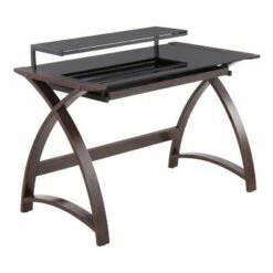 Bentley Mid-Century Modern Computer Desk - LumiSource Wood/glass Dark Gray/black -Outlet Desks Store unnamed file 3748