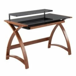 Bentley Mid-Century Modern Computer Desk - LumiSource Wood/glass Dark Gray/black -Outlet Desks Store unnamed file 3751