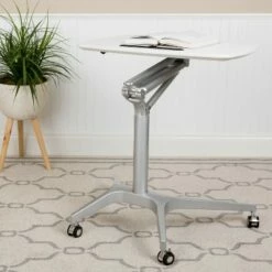 Flash Furniture Mobile Sit-Down, Stand-Up Ergonomic Computer Desk - Standing Desk
