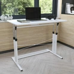 Flash Furniture Height Adjustable (27.25-35.75"H) Sit to Stand Home Office Desk