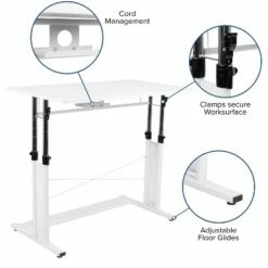Flash Furniture Height Adjustable (27.25-35.75"H) Sit to Stand Home Office Desk -Outlet Desks Store unnamed file 3798