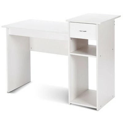 Costway Computer Desk PC Laptop Table w/ Drawer and Shelf Home Office Furniture White 8 Costway Computer Desk PC Laptop Table w/ Drawer and Shelf Home Office Furniture White - Image 6