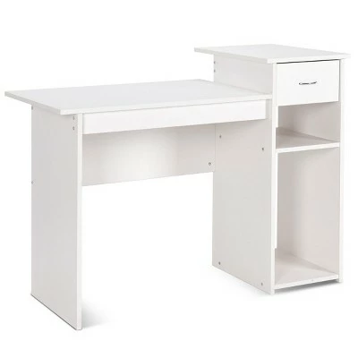 Costway Computer Desk PC Laptop Table w/ Drawer and Shelf Home Office Furniture White 9 Costway Computer Desk PC Laptop Table w/ Drawer and Shelf Home Office Furniture White - Image 7
