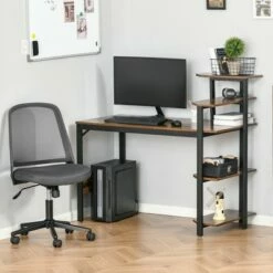 HomCom Modern Compact Computer Desk with Shelf Rack Storage