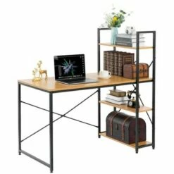 Basicwise Wood and Metal Industrial Home Office Computer Desk with Bookshelves -Outlet Desks Store unnamed file 3925