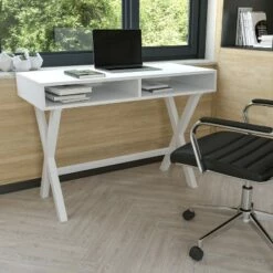 Flash Furniture Home Office Writing Computer Desk with Open Storage Compartments - Table Desk for Writing and Work