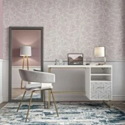 Scarlett Single Pedestal Desk White - CosmoLiving by Cosmopolitan