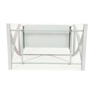 Flash Furniture Clear Tempered Glass Computer Desk with White Pull-Out Keyboard Tray and White Crisscross Frame 7 Flash Furniture Clear Tempered Glass Computer Desk with White Pull-Out Keyboard Tray and White Crisscross Frame - Image 5