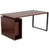 Flash Furniture Mahogany Computer Desk with Open Storage Pedestal