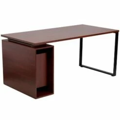 Flash Furniture Mahogany Computer Desk with Open Storage Pedestal