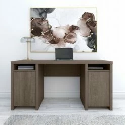 Bristol Modern Computer Desk with Storage Cabinets and Shelves Restored Gray - Bush Furniture