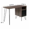 Flash Furniture Woodridge Collection Rustic Wood Grain Finish Computer Desk with Metal Cabinet Door and Black Metal Legs