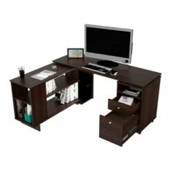 53" L Shaped Computer Work Station Espresso - Inval