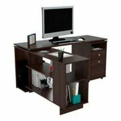 53" L Shaped Computer Work Station Espresso - Inval -Outlet Desks Store unnamed file 4149