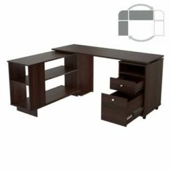 53" L Shaped Computer Work Station Espresso - Inval -Outlet Desks Store unnamed file 4150