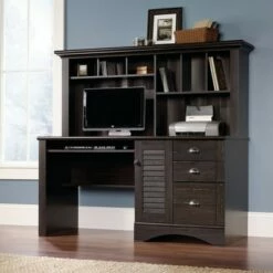 Harbor View Computer Desk with Hutch - Sauder Antique Black
