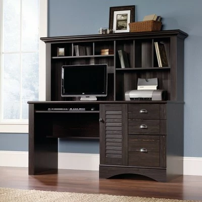 Harbor View Computer Desk with Hutch - Sauder Antique Black 3 Harbor View Computer Desk with Hutch - Sauder Antique Black