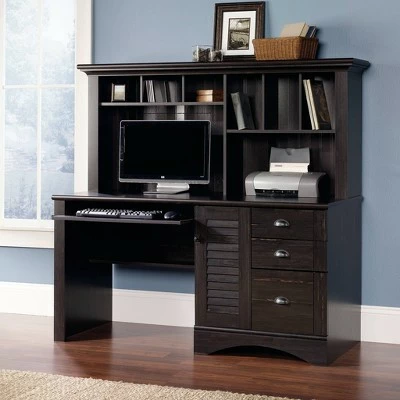 Harbor View Computer Desk with Hutch - Sauder Antique Black 4 Harbor View Computer Desk with Hutch - Sauder Antique Black - Image 2
