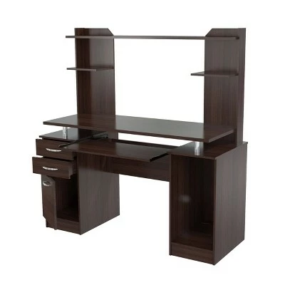 Computer Work Center with Hutch Espresso - Inval 3 Computer Work Center with Hutch Espresso - Inval - Image 2