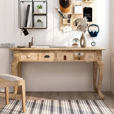 Serreno Rectangular Writing Desk Natural - HOMES: Inside + Out 5 Serreno Rectangular Writing Desk Natural - HOMES: Inside + Out - Image 3