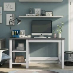 Stoneridge 2 Shelves Desk White Oak/Distressed Gray - HOMES: Inside + Out 9 Stoneridge 2 Shelves Desk White Oak/Distressed Gray - HOMES: Inside + Out -Outlet Desks Store unnamed file 4275