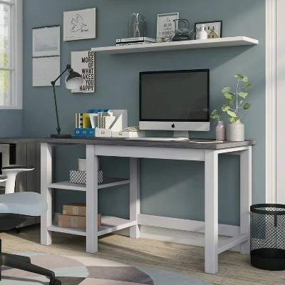 Stoneridge 2 Shelves Desk White Oak/Distressed Gray - HOMES: Inside + Out 6 Stoneridge 2 Shelves Desk White Oak/Distressed Gray - HOMES: Inside + Out - Image 4