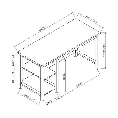 Stoneridge 2 Shelves Desk White Oak/Distressed Gray - HOMES: Inside + Out 7 Stoneridge 2 Shelves Desk White Oak/Distressed Gray - HOMES: Inside + Out - Image 5