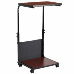 Flash Furniture Mobile Sit-Down, Stand-Up Mahogany Computer Ergonomic Desk with Removable Pouch (Adjustable Range 27'' - 46.5'') -Outlet Desks Store unnamed file 4313