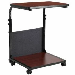 Flash Furniture Mobile Sit-Down, Stand-Up Mahogany Computer Ergonomic Desk with Removable Pouch (Adjustable Range 27'' - 46.5'') -Outlet Desks Store unnamed file 4314