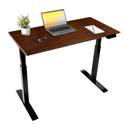 47" Airlift Electric Height Adjustable Standing Desk with USB Charger Walnut/Black - Seville Classics 4 47" Airlift Electric Height Adjustable Standing Desk with USB Charger Walnut/Black - Seville Classics - Image 2