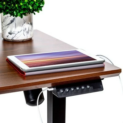 47" Airlift Electric Height Adjustable Standing Desk with USB Charger Walnut/Black - Seville Classics 8 47" Airlift Electric Height Adjustable Standing Desk with USB Charger Walnut/Black - Seville Classics - Image 6