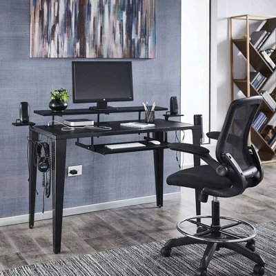 Juneau Metal Computer Desk with USB Charging Port and Adjustable Shelf Gray - Inspire Q 3 Juneau Metal Computer Desk with USB Charging Port and Adjustable Shelf Gray - Inspire Q - Image 2