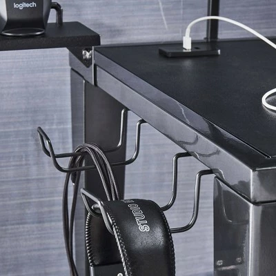 Juneau Metal Computer Desk with USB Charging Port and Adjustable Shelf Gray - Inspire Q 4 Juneau Metal Computer Desk with USB Charging Port and Adjustable Shelf Gray - Inspire Q - Image 3