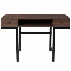 Flash Furniture Bartlett Dark Ash Wood Grain Finish Computer Desk with Drawers and Black Metal Legs -Outlet Desks Store unnamed file 4457