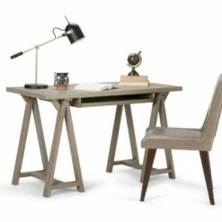 Hawkins Computer Desk with Keyboard Tray - Wyndenhall Distressed Gray