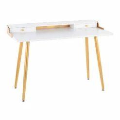 Harvey Contemporary Computer Desk - LumiSource Steel/wood White -Outlet Desks Store unnamed file 4537