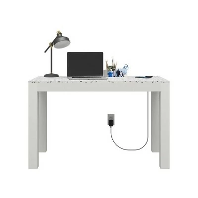 Astor Desk with Wireless Charger White with Terrazzo Top - CosmoLiving by Cosmopolitan 7 Astor Desk with Wireless Charger White with Terrazzo Top - CosmoLiving by Cosmopolitan - Image 5