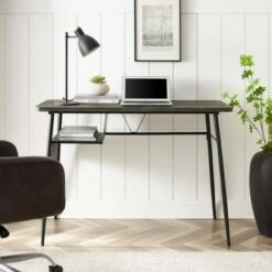 Urban Heights Wood and Metal Mesh Writing Desk - Saracina Home Cerused Ash