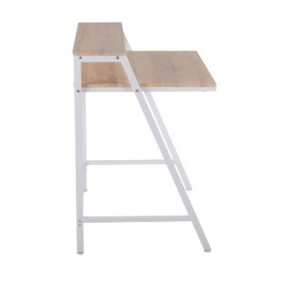 2 Tier Steel Office Desk - LumiSource White/natural 3 2 Tier Steel Office Desk - LumiSource White/natural