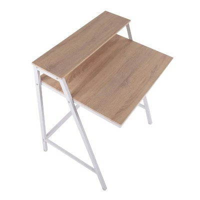 2 Tier Steel Office Desk - LumiSource White/natural 7 2 Tier Steel Office Desk - LumiSource White/natural - Image 5