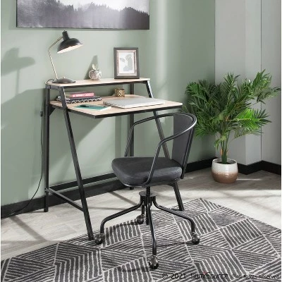 2 Tier Steel Office Desk - LumiSource White/natural 10 2 Tier Steel Office Desk - LumiSource White/natural - Image 8