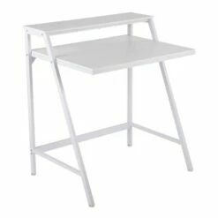 2 Tier Steel Office Desk - LumiSource White/natural 24 2 Tier Steel Office Desk - LumiSource White/natural -Outlet Desks Store unnamed file 4592
