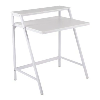 2 Tier Steel Office Desk - LumiSource White/natural 13 2 Tier Steel Office Desk - LumiSource White/natural - Image 11