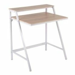 2 Tier Steel Office Desk - LumiSource White/natural 25 2 Tier Steel Office Desk - LumiSource White/natural -Outlet Desks Store unnamed file 4593