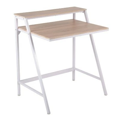 2 Tier Steel Office Desk - LumiSource White/natural 14 2 Tier Steel Office Desk - LumiSource White/natural - Image 12